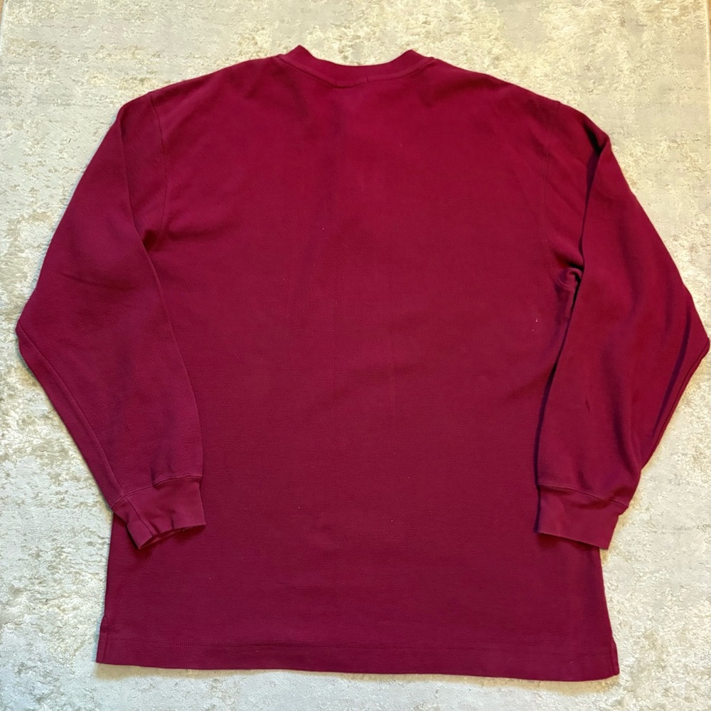 Nautica Men's Burgundy Long Sleeve Waffle Knit Henley Shirt Size Xlarge - Picture 10 of 11